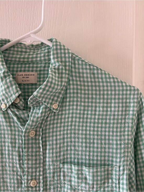 Club Monaco Other - Club Monaco Men's Linen Gingham Button Down Shirt Size Small Slim Fit